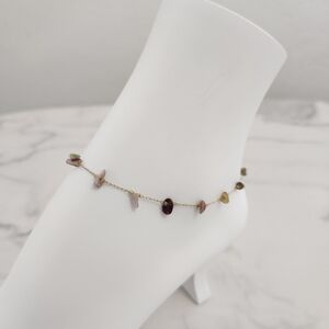 Minimalist Multicolor Dainty Stones 18K Gold Plated Anklet